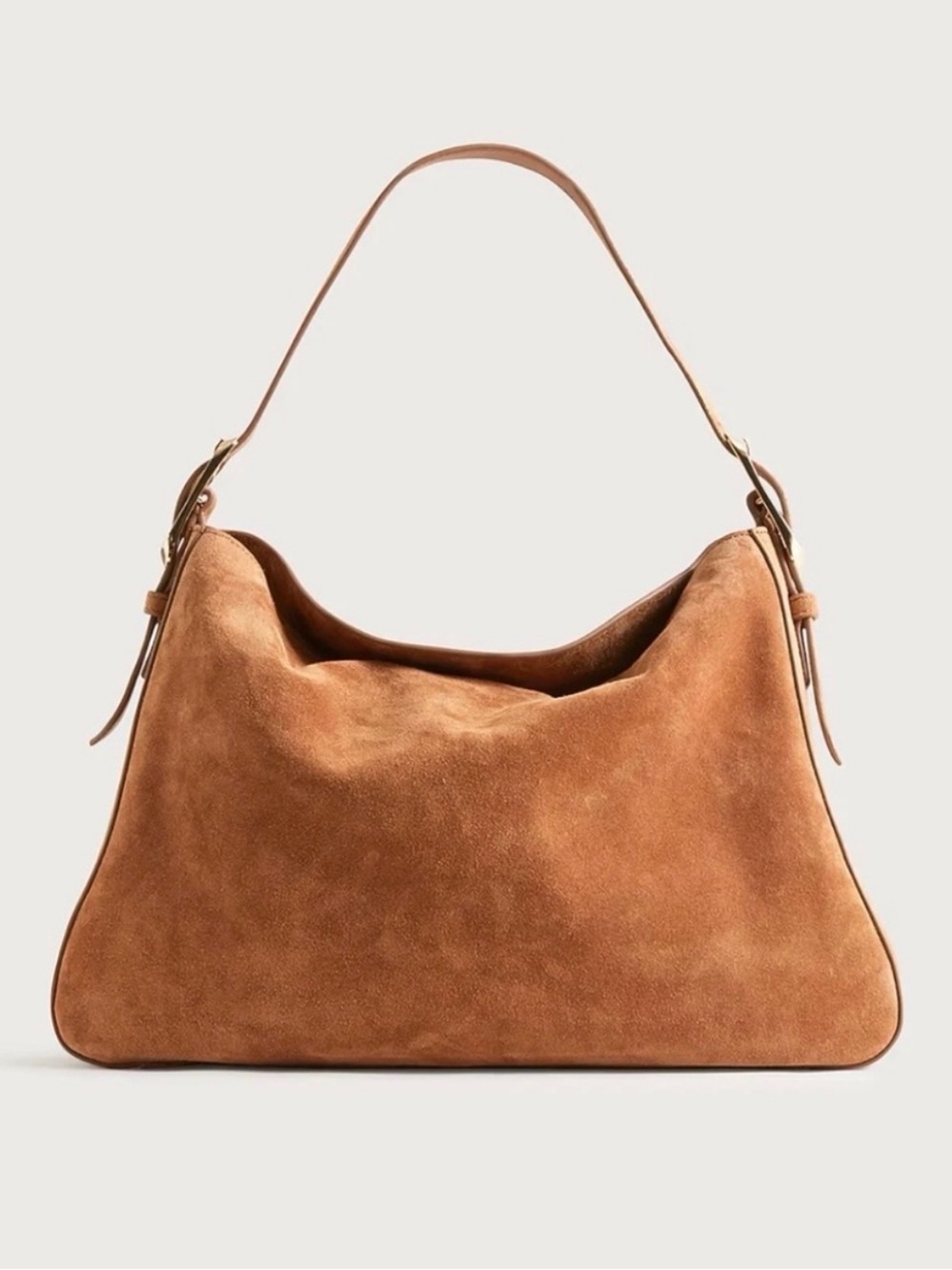 Berkeley Large Suede Shoulder Bag in Tan